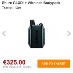 Shure GLXD1+ with cable and battery