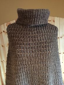 Poncho Cape with Polo-neck  (wool mix)