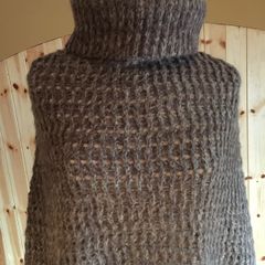 Poncho Cape with Polo-neck  (wool mix)
