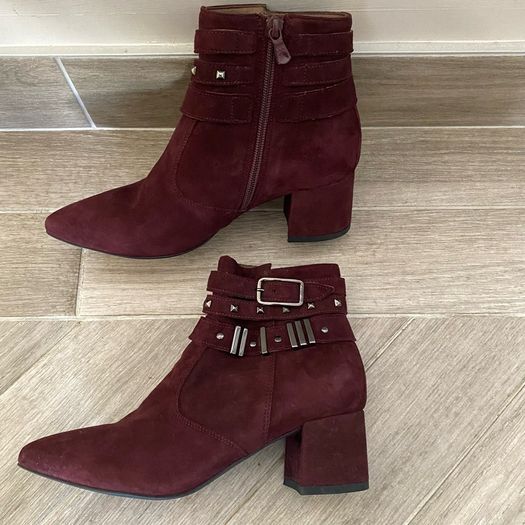 NeroGiardini Burgundy Real Suede Ankle Boots - EU 38 (Like New)