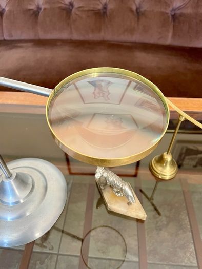 Nautical Decorative Magnifying Glass With Adjustable Stand Desktop Brass Detail
