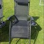 2 black recliner garden chairs Image 2