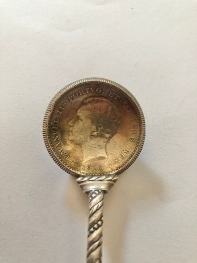 Antique Portuguese Silver Coin Souvenir Spoon