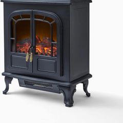 Wingham Log Effect Stove Fire with Realistic LED Flame Effect, Adjustable Thermostat, 2000W (FREE POSTAGE)