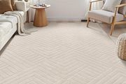 Washable Rugs Living Room 120 x 160 cm Anti Slip Rugs Classic Large Rugs for Bedroom Short Pile Modern Design Floor Mat Soft Touch Geometric Rugs for Kitchen Office Home Decor, Cream