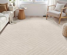 Washable Rugs Living Room 120 x 160 cm Anti Slip Rugs Classic Large Rugs for Bedroom Short Pile Modern Design Floor Mat Soft Touch Geometric Rugs for Kitchen Office Home Decor, Cream
