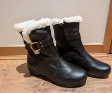 Fiero Women's Black Leather Winter Boots with Faux Fur EU 37 UK 4 Brand New
