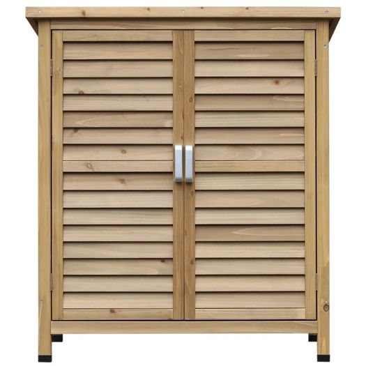 Garden Shed Wooden Garden Storage Shed 2 Door Unit Solid Fir Wood Garage Tool Organisation Cabinet 87L x 46.5W x 96.5Hcm