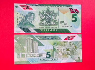 Trinidad & Tobago   5. Dollars. 2020 POLYMER / PLASTIC .Pick 61a  ( Uncirculated )