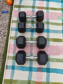 Rubber Hex Dumbbell Set (95kg Total) Pairs of 10kg, 15kg, 22.5kg