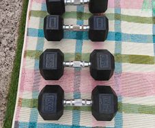 Rubber Hex Dumbbell Set (95kg Total) Pairs of 10kg, 15kg, 22.5kg
