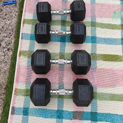 Rubber Hex Dumbbell Set (95kg Total) Pairs of 10kg, 15kg, 22.5kg