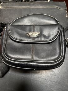 small leather camera bag