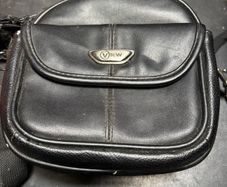 small leather camera bag