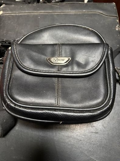 small leather camera bag