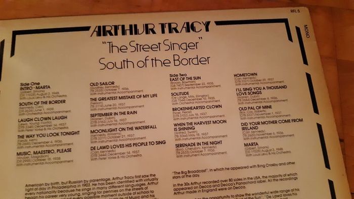 Arthur Tracy LP Vinyl Record Collection