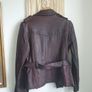 Burgundy Brown Leather Jacket Size Uk 14 Image 9
