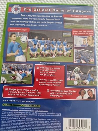 Rangers Club Football Season 2003 2004 Xbox Original games Original