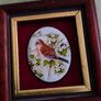 RARE Vintage Ceramic Bird Pair - Framed on Velvet - Gallery Wall Art  mounted on velvet-lined backing within wood  small frames Image 3