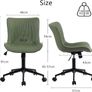 Office Chair Adjustable, Ergonomic Desk Chair Armless PU Leather Swivel Chairs with Wheels for Home Office Computer, Modern, Olive Green Image 2