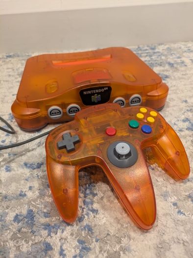 Nintendo N64 Funtastic Fire Orange Console Perfect Condition