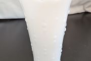 Vintage White Milk Glass Hobnail Vase Scalloped Rim 18cm