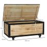 Garden Storage Box, 121 Liters, 2 Wheels, Weatherproof, Metal Frame, Natural Wood, 100x50x43 cm Image 2
