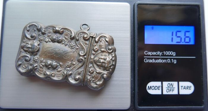 RARE!! Antique Sterling Silver Engraved Matchbox Pendent MATCH SAFE Vesta Case - Late 1800s