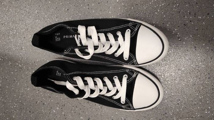 Black Canvas Low Trainers size 8