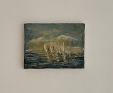 Original Bernie Keogh Oil Painting.  Galway Bay with White Sails (Small).
