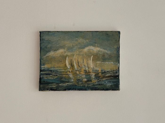 Original Bernie Keogh Oil Painting.  Galway Bay with White Sails (Small).