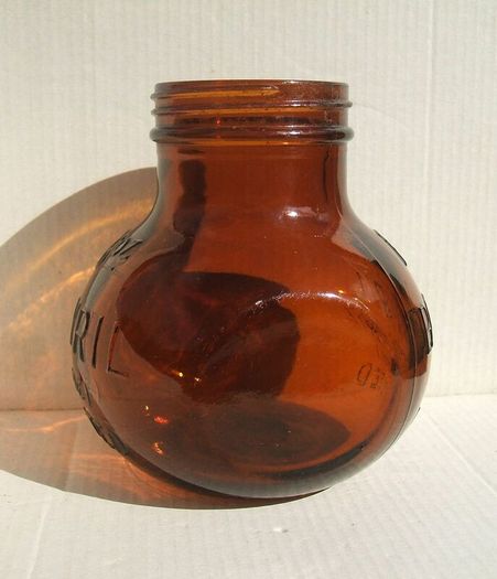 BOVRIL (EIRE) - a vintage 16oz (1 lb) amber glass bottle made by IGB of Dublin (c.1966). PRICE REDUCED.