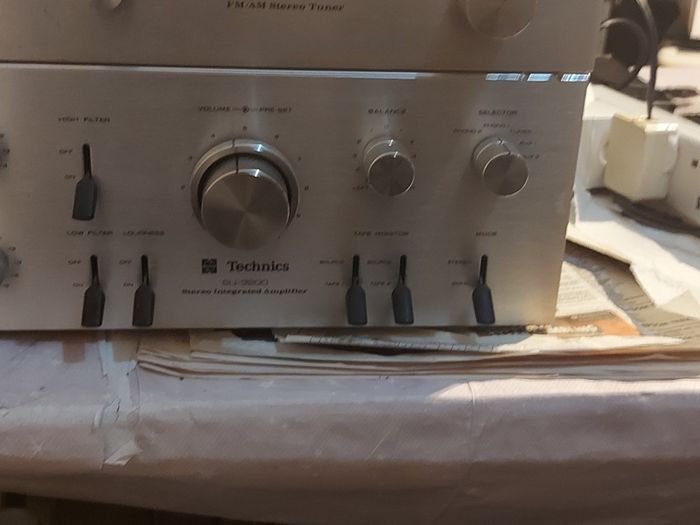 Technics FM-AM Stereo Tuner Model ST-3200, Technics Model No. RS-M205, Technics Stereo integrated Amplifier Model SU-3200, 3 parts of a Technics Music System, No phonograph or Speakers