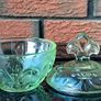 Art Deco 5 x Piece Uranium Glass Vanity Set Image 3
