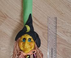 A Halloween Broomstick Decoration - Size in Pictures