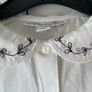 Vintage french Peter Pan embroidered collar white blouse shirt Image 2