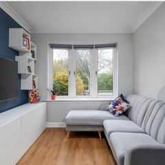 Eazy Living grey 3 seater corner sofa with foot stool