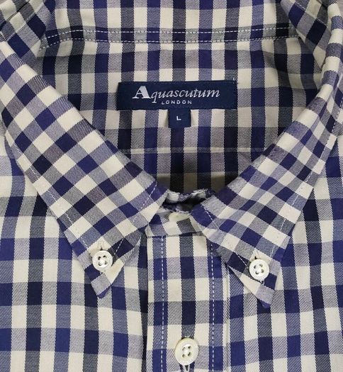 Aquascutum Button Down Nova Check Shirt Mens Large