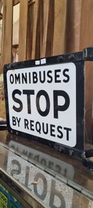 original Enamel Sign Omnibuses Stop