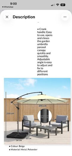Large parasol with base