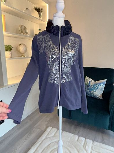Kapalua Ladies Navy & Silver Long-Sleeved Zip-Up Top