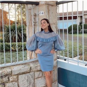 Zara knit organza sleeve dress