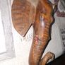 Antique Rustic Carved Wood Elephant Head Wall Hanging Symbol of Good Luck and Positive Energy Image 3
