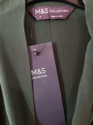 M&S green shirt, blouse, tie neck, size 8, NEW