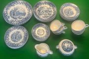 37 piece vintage willow dinner set