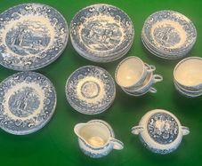 37 piece vintage willow dinner set