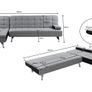 Light grey Velvet corner sofa bed Aroa,236cm Image 4