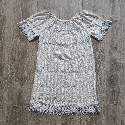 White mini off shoulder dress, size 10, Made in Italy