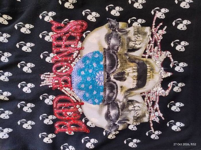 Vintage Y2K Siren Mall Goth Cherry Skull Sequin Cardigan