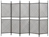 5-Panel Room Divider Poly Rattan Brown 300x200 cm